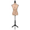 vidaXL Female Mannequin Brown and Black Jute, MDF, Solid Wood, Painted Steel