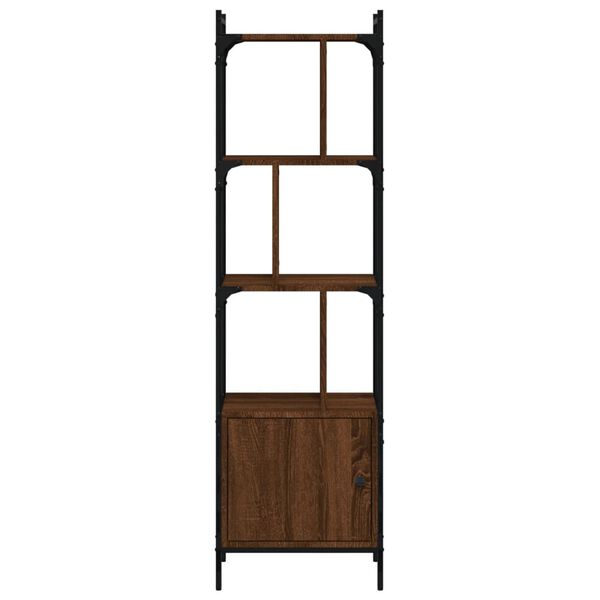 vidaXL Bookcase Brown oak Engineered wood, Steel Tall bookshelf Bookcase
