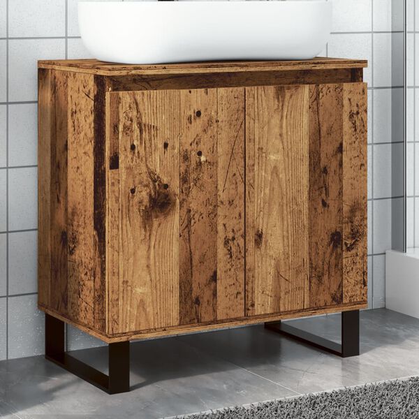 vidaXL Bathroom Cabinet Old wood Engineered wood, iron Medium