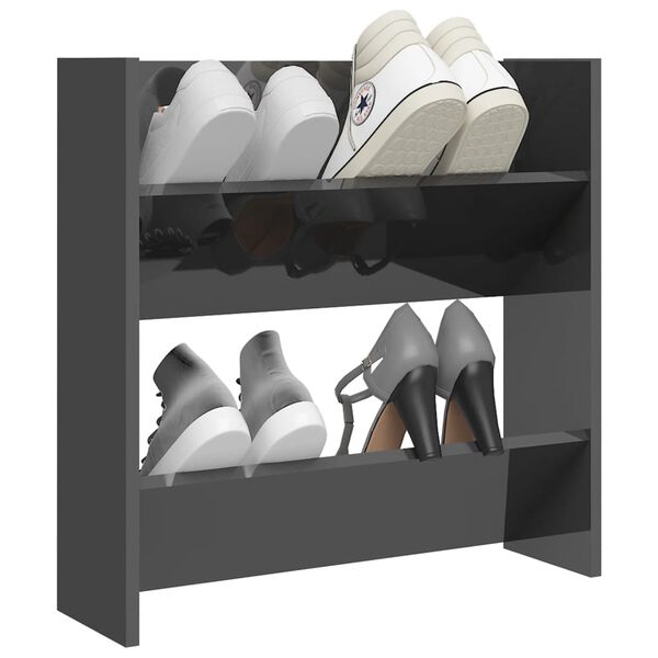 vidaXL Wall Shoe Cabinet High gloss gray Engineered wood Shoe Cabinet