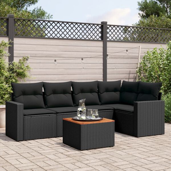 vidaXL Garden Sofa Set Black
