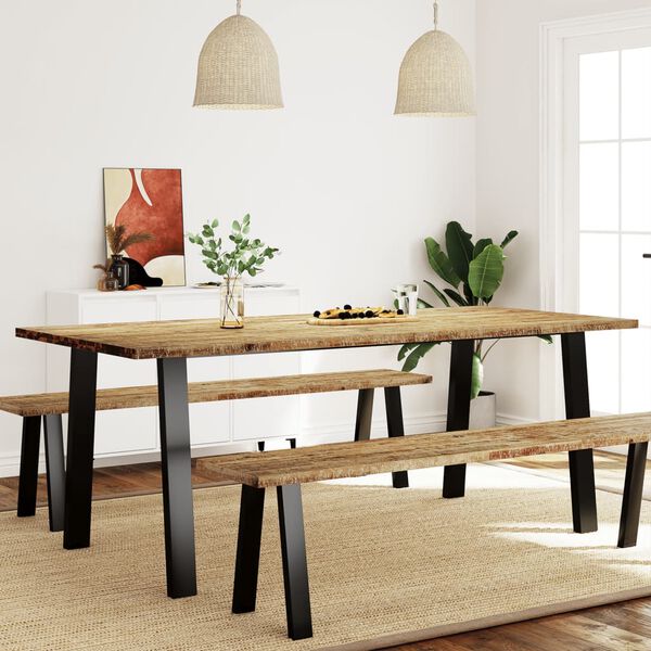 vidaXL Dining Table Natural wood Solid acacia wood Large Durable