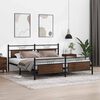 vidaXL Bed Frame Brown Oak Steel, Engineered wood Full Bed Frame