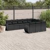 vidaXL Garden Sofa Set Black PE Rattan, Powder-Coated Steel, Polyester