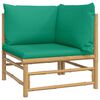 vidaXL Garden Lounge Set Natural Bamboo, Green Cushions