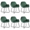 vidaXL Dining Chair Set of 6 Green Velvet, Powder-Coated Steel Standard