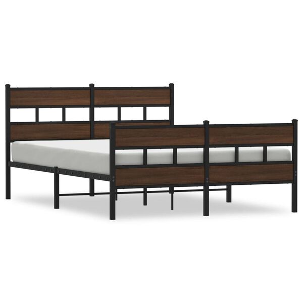 vidaXL Bed Frame Brown oak Steel and engineered wood Double Bed Frame