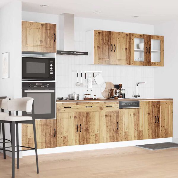 vidaXL Kitchen Cabinet Set Old wood Engineered wood, Glass Large