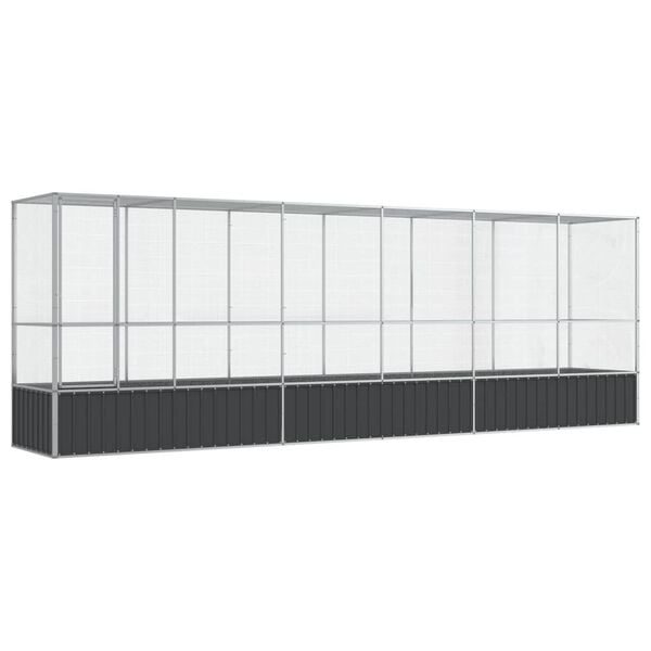 vidaXL Aviary with Extension Silver 246.7"x42.1"x83.5" Steel