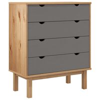 vidaXL Drawer Cabinet OTTA Brown&Gray 30.1"x15.6"x35.4" Solid Wood Pine