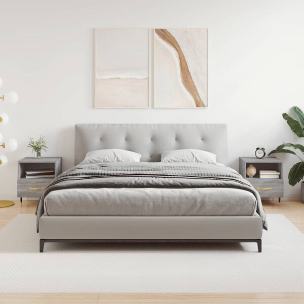 vidaXL Bedside Cabinet Set of 2 Gray Sonoma Engineered wood, iron Medium