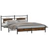 vidaXL Bed Frame Smoked Oak Engineered Wood and Steel Full Bed Frame