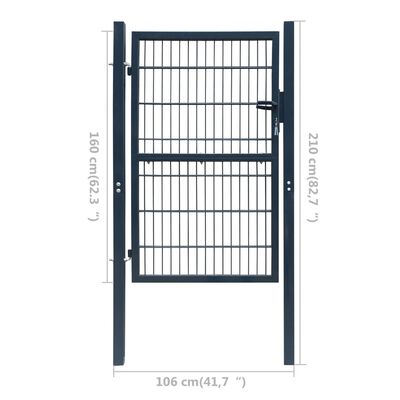 vidaXL 2D Fence Gate (Single) Anthracite Gray 41.7" x 82.7"