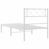vidaXL Metal Bed Frame White Powder-coated steel Small Single