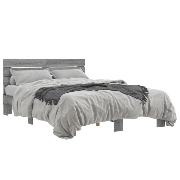vidaXL Bed Frame Gray Sonoma Engineered wood and Metal 55.1x78.7 in