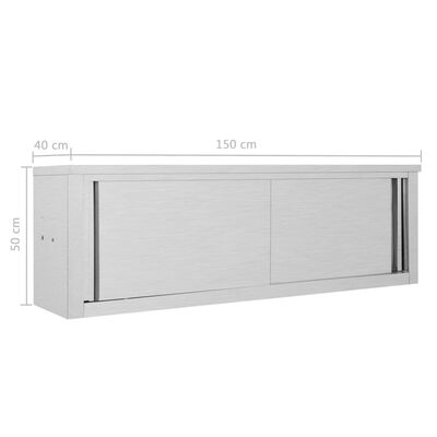 vidaXL Kitchen Wall Cabinet with Sliding Doors 59.1"x15.7"x19.7 ...