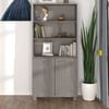 vidaXL Highboard Set of 2 Light grey Solid pine wood, MDF Medium