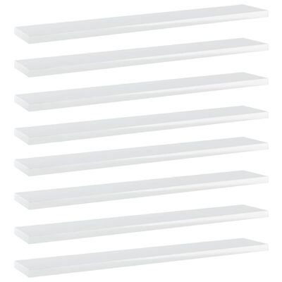 vidaXL Bookshelf Boards 8 pcs High Gloss White 23.6"x3.9"x0.6" Engineered Wood