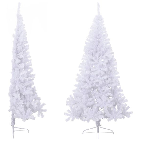 vidaXL Artificial Half Christmas Tree White PVC, steel Large