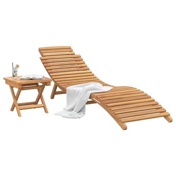 vidaXL Sun Lounger 2 pcs Brown 184 x 55 x 59 cm Solid Teak Wood