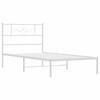 vidaXL Bed Frame White Steel 35.4 x 78.7 in Bed Frame Rectangular