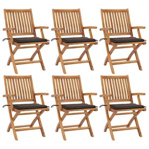 vidaXL Patio Chair Set of 6 Taupe Solid teak wood Standard Foldable