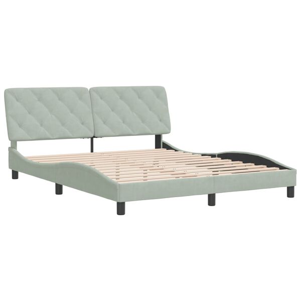 vidaXL Bed Frame Light Grey Velvet Queen Bed Frame Rectangular