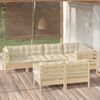 vidaXL Garden Lounge Set Cream, Pine Solid Pinewood, Polyester Medium