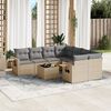 vidaXL Garden Sofa Set Beige PE rattan Large Adjustable Armrests