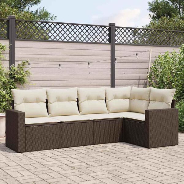 vidaXL Garden Sofa Set Brown, Cream White