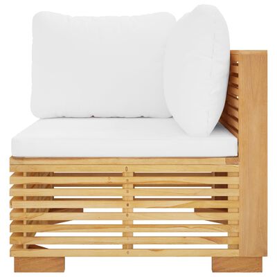 vidaXL Patio Corner Sofa with Cream Cushions Solid Wood Teak