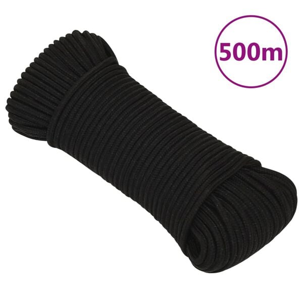 vidaXL Work Rope Black 0.12 " 1640.4 ' Polyester