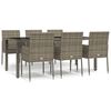 vidaXL Garden Dining Set Gray PE Rattan 7 Piece Set Modular