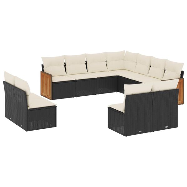 vidaXL Garden Sofa Set Black, Cream white