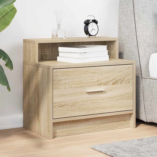 vidaXL Bedside Cabinet Sonoma oak Engineered wood Compact