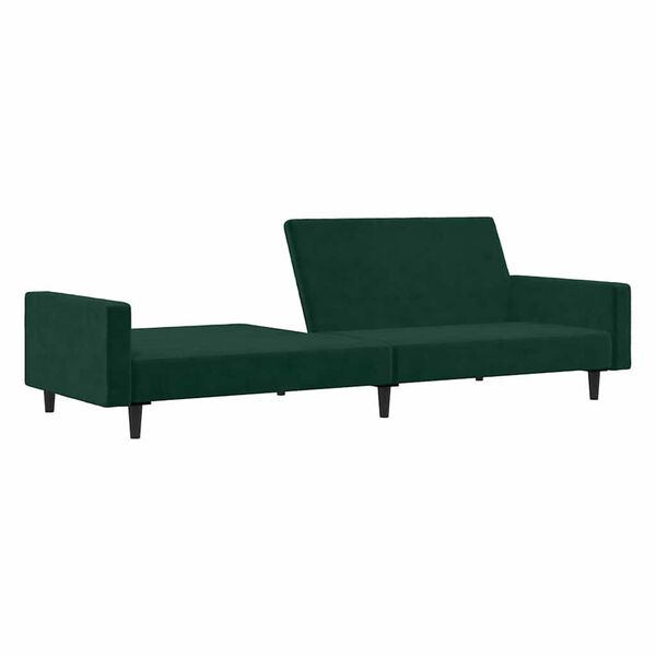 vidaXL Sofa Bed Dark Green Velvet, Wood, Plastic Standard