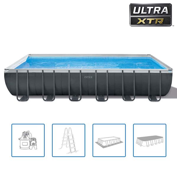 INTEX Above Ground Pool Grey Steel frame Large Durable