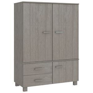 vidaXL Wardrobe Light Grey Solid Pine Wood, MDF Medium Wardrobe