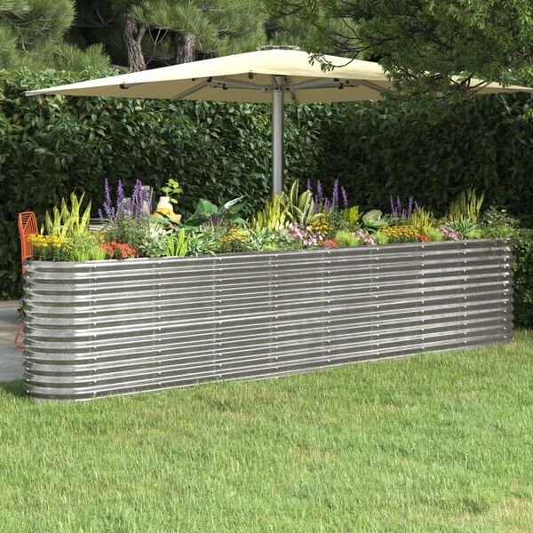 vidaXL Garden Raised Bed Silver Powder-coated steel Large Durable