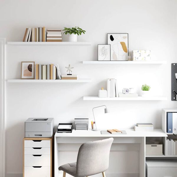 vidaXL Wall Shelf Set of 4 White Honeycomb MDF, metal