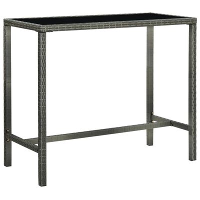 vidaXL Patio Bar Table Gray 51.2"x23.6"x43.3" Poly Rattan and Glass