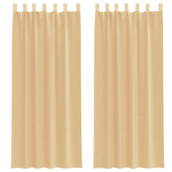 vidaXL Voile Curtains with Rod Pockets 2 pcs Sand