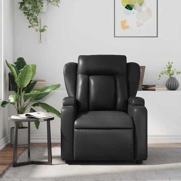 vidaXL Massage Recliner Chair Black Faux leather, metal, plywood Single