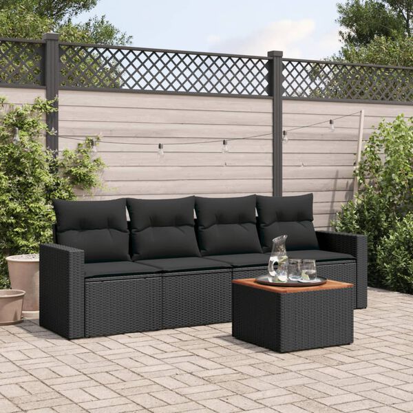 vidaXL Garden Sofa Set Black