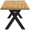 vidaXL Dining Table Natural Top, Black Legs Solid Pine Wood 70.9 x 35.4 in