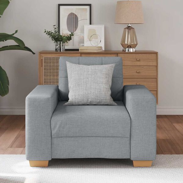 vidaXL Sofa Chair Light Grey Polyester, Plywood, Steel Single Sofa Chair