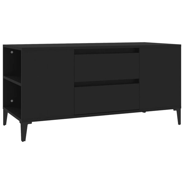 vidaXL TV Cabinet Black Engineered wood Medium TV Cabinet Rectangular