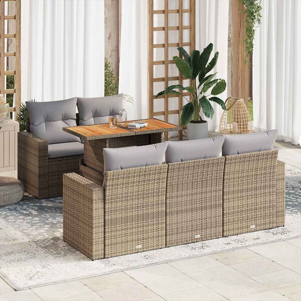 vidaXL Garden Sofa Set Beige and Light Grey