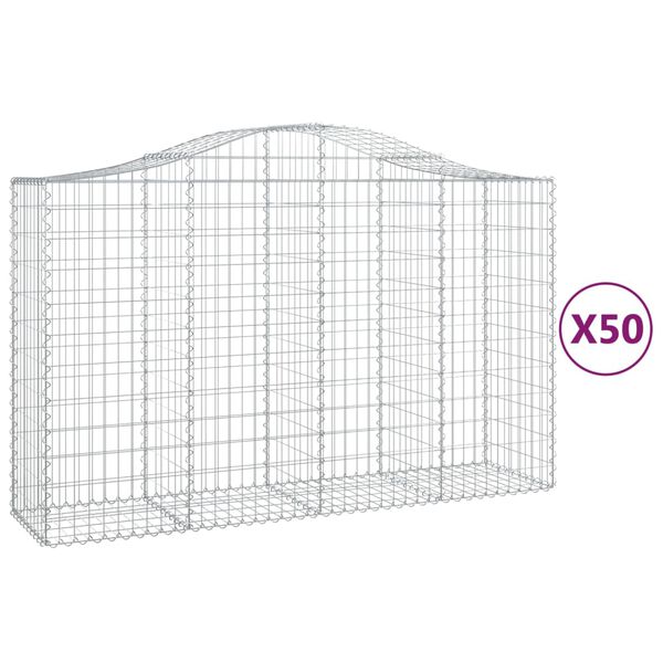 vidaXL Gabion Basket Set of 50 Silver Galvanized iron Large Durable