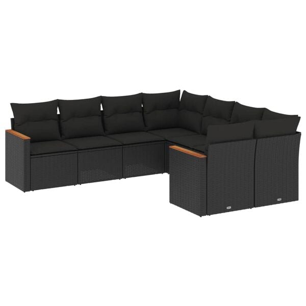 vidaXL Garden Sofa Set Black PE Rattan, Powder-Coated Steel, Polyester